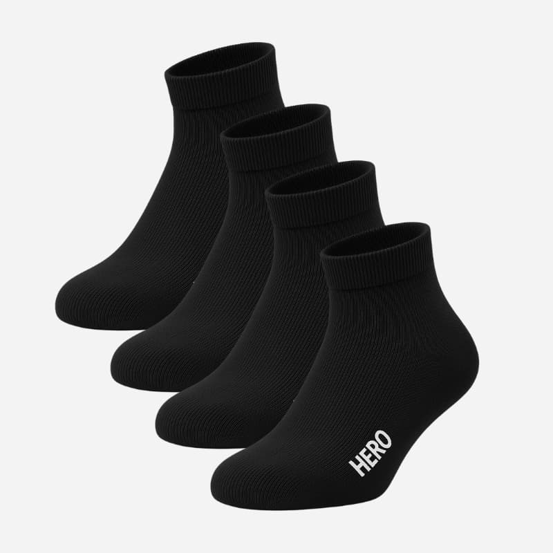 HERO Comfy Ankle Socks - Black 4-pack (39-45)