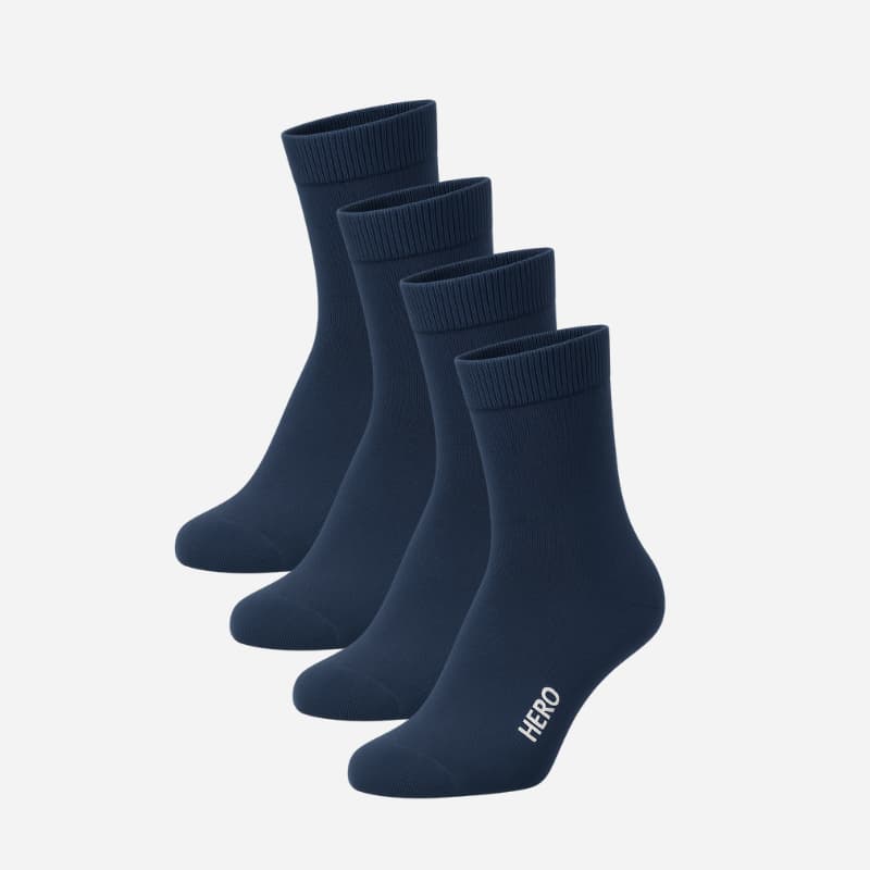 HERO Comfy Crew Socks - Navy Blue 4-pack (39-45)