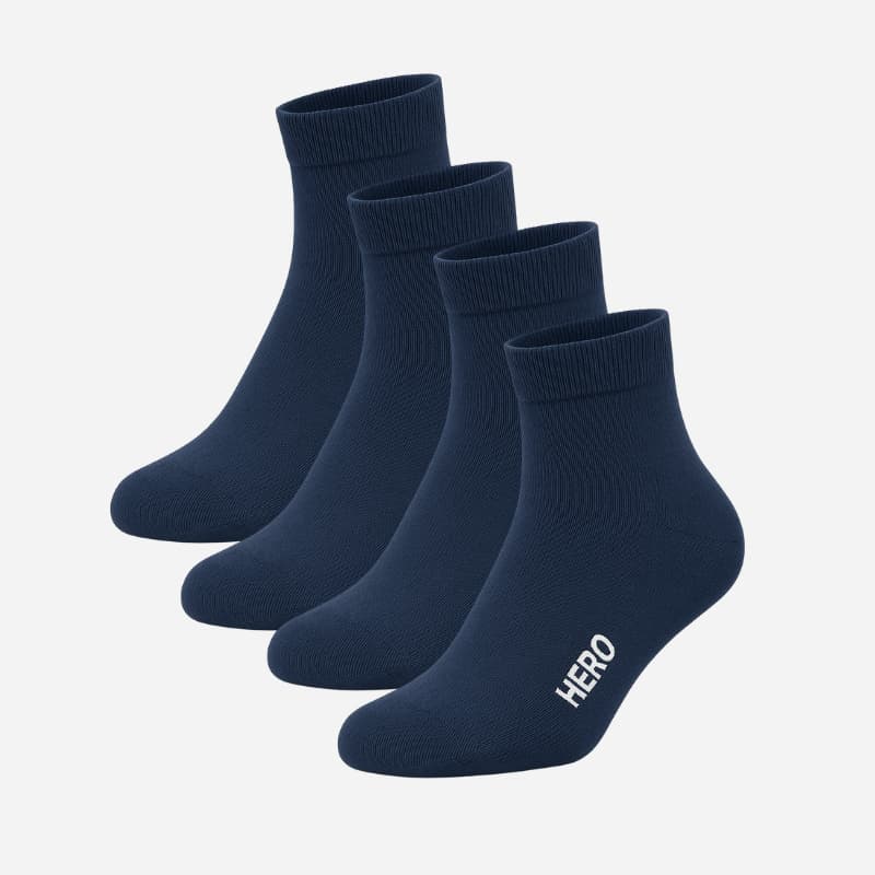 HERO Comfy Quarter Socks - Navy Blue 4-pack (39-45)