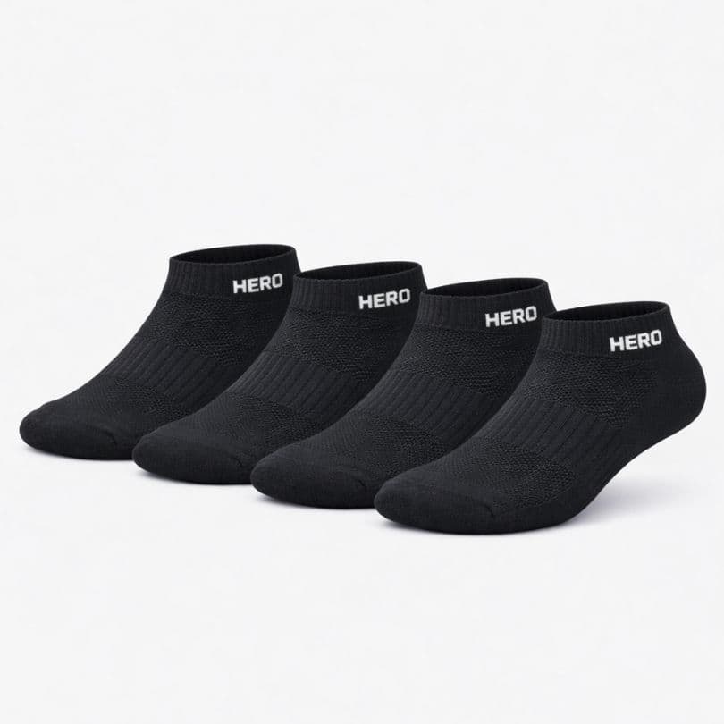 Sports Low Socks - Black 4 párů