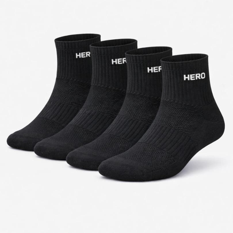 Sports Mid Socks - Black 4 párů