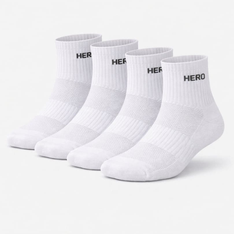 Sports Mid Socks - White 4 párů